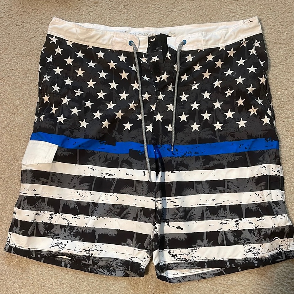 Men’s board shorts- thin blue line
